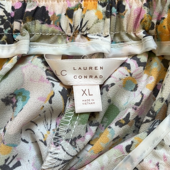 LC Lauren Conrad Belted Paper Bag Flowy Floral Tie Shorts, Size XL Elastic Waist - Picture 7 of 8